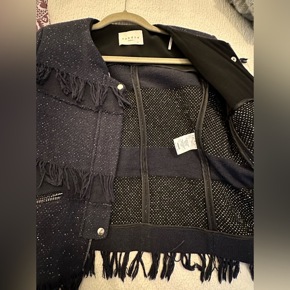 Sandro Frindge Jacket size 2/36 color navy - Picture 9 of 11